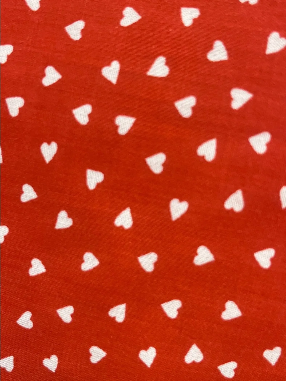 Red White Hearts Fabric Oval Placemats Lace Trim - Set of 4